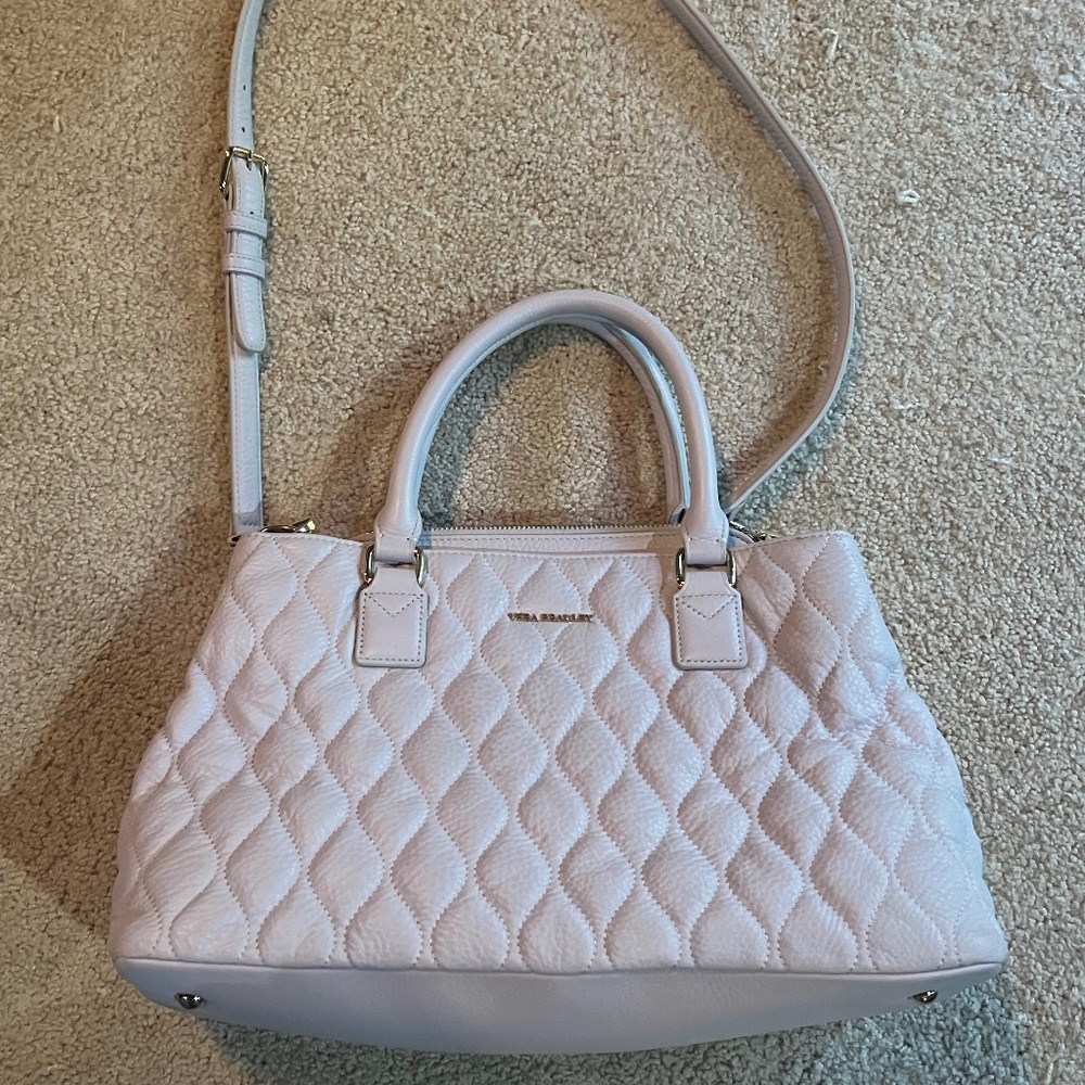 Vera Bradley Leather Emma Satchel Handbag light Cloud Gray